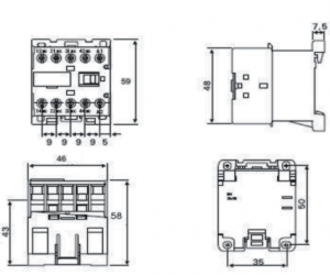 Dimensões: Contatores Auxiliares