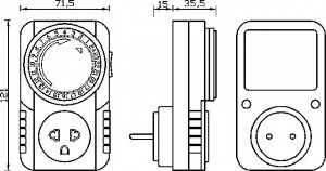 Dimensões (mm): Interruptor horário Tipo: UTHC-1