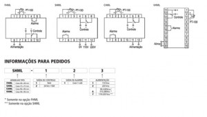 Diagrama(s) de ligação: Controladores de temperatura microprocessados linha econômica Tipo: FHML, SHML, CHML e VHML