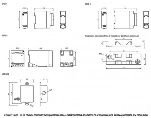 Dimensões (mm): Detectores de resistência queimada Tipo: JPIB-1, DPIB-1 e MPIB-1 e MPS-82