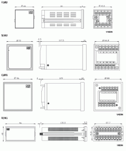 Dimensões (mm) do Tacômetros Tipo: GLMU, FLMU, SLMU e RLMU