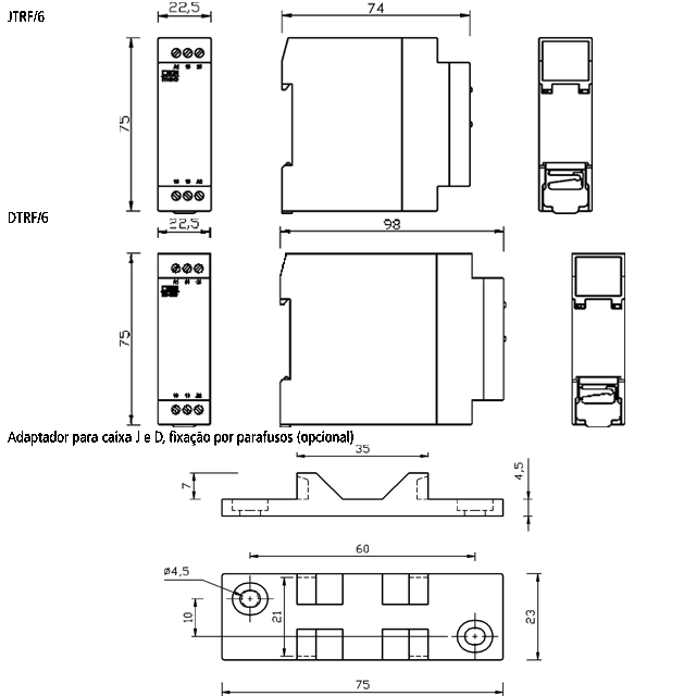 temporizadores-eletronicos-para-reversao-de-motores-tipo-jtrf6-e-dtrf6-dimensoes