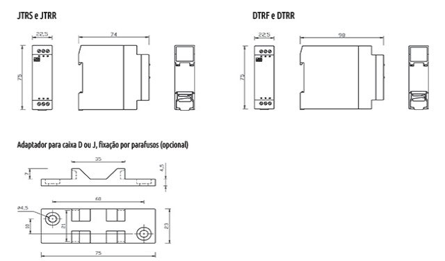 temporizadores-para-reversao-de-motores-tipo-jtrf-jtrr-dtrf-e-dtrr-dimensoes