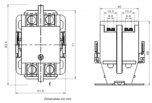 Dimensões - Contator Bipolar HX20