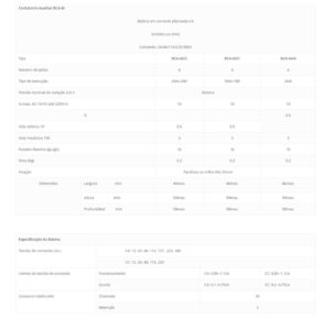 Dados Técnicos: Contatores Auxiliares
